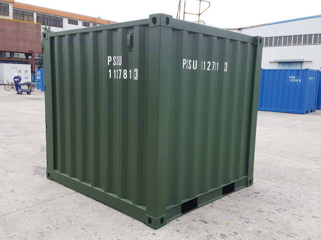 8' Newbuild Green Container Rear and Side