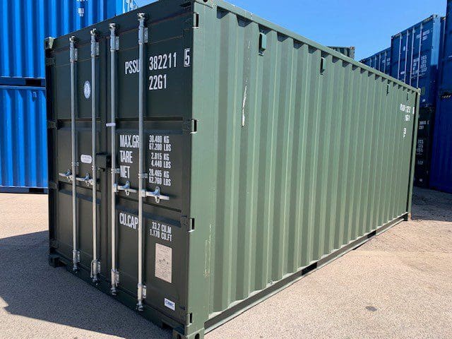 20' Newbuild Container in Green RAL6007 4 Handle